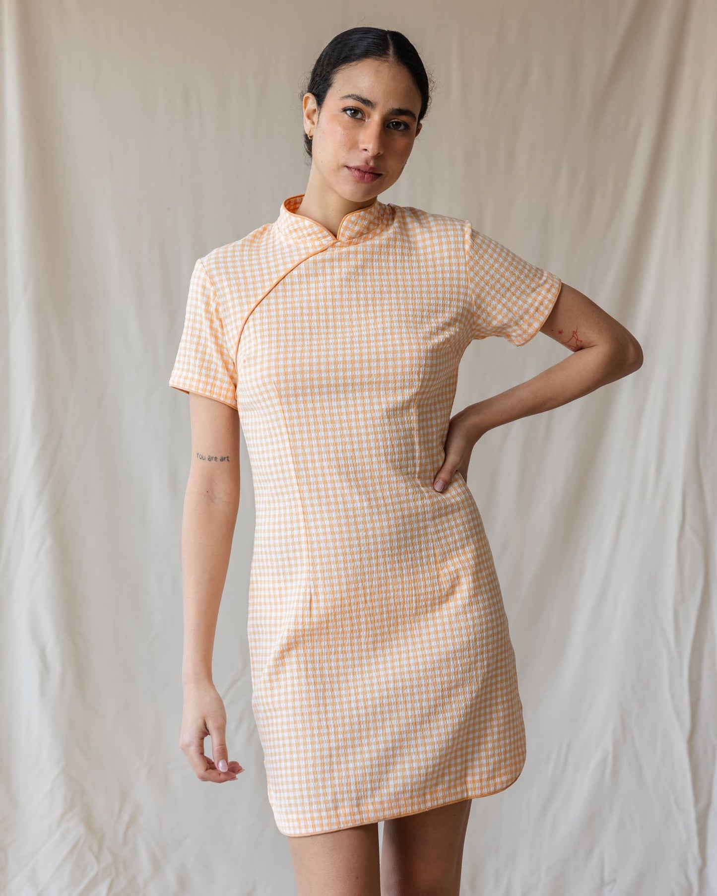 The Kyoto Gingham Orange Dress