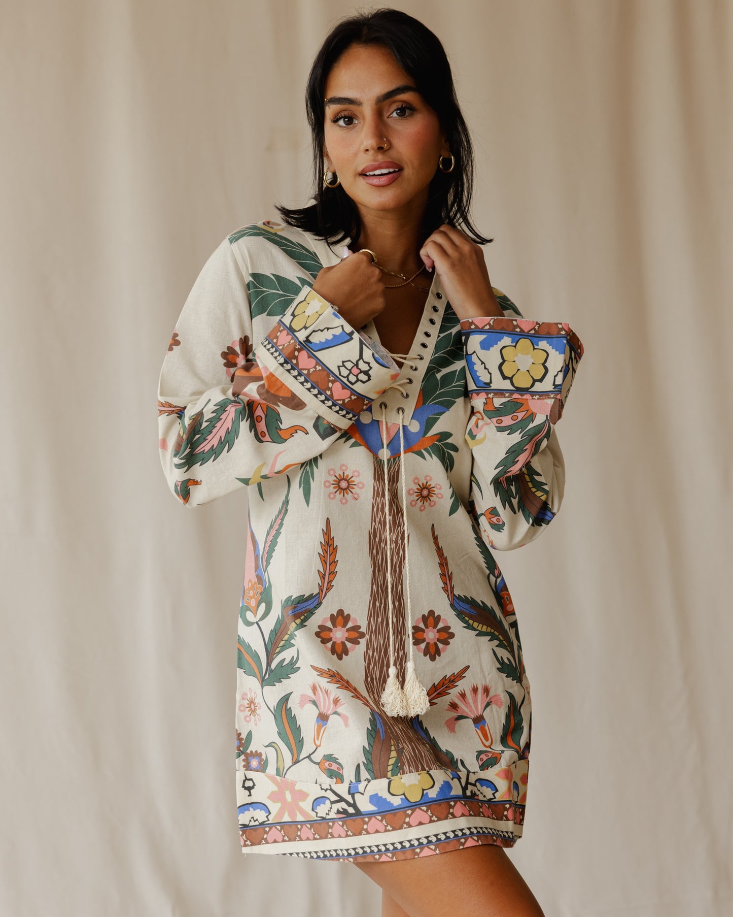 Tamara Palm Beige Dress