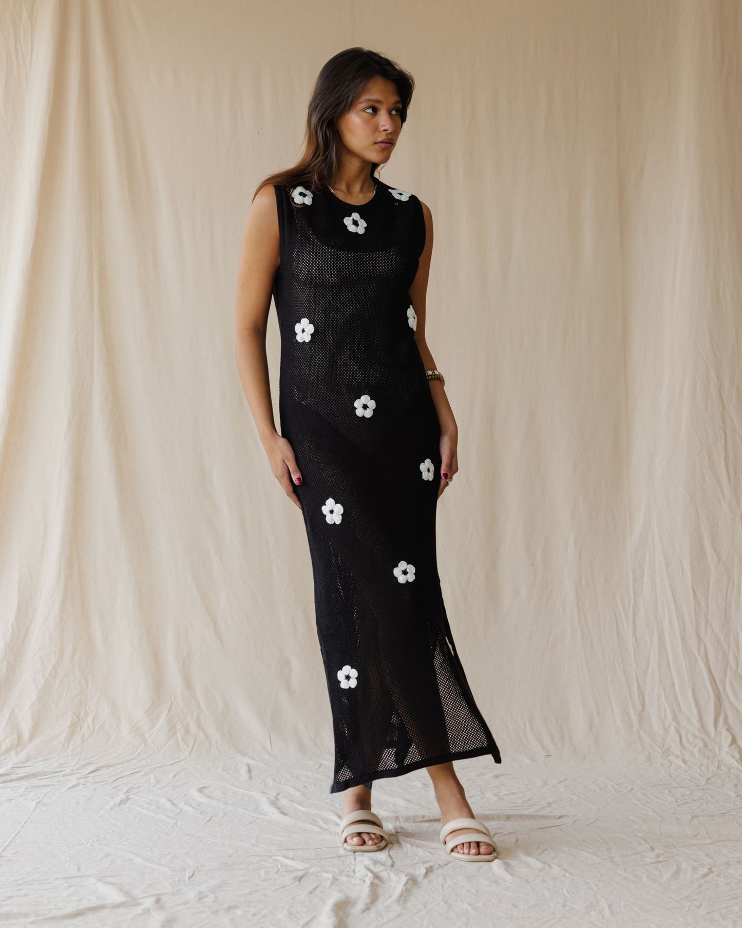 Black Daisy Drift Dress