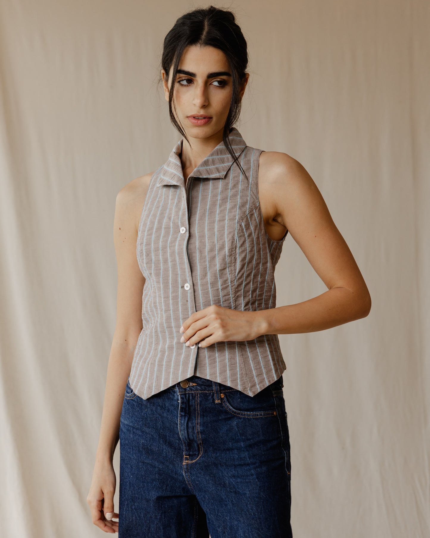 Kyoto Dusty Brown Gingham Shirt