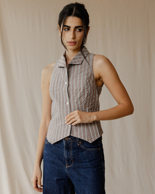 Kyoto Dusty Brown Gingham Shirt