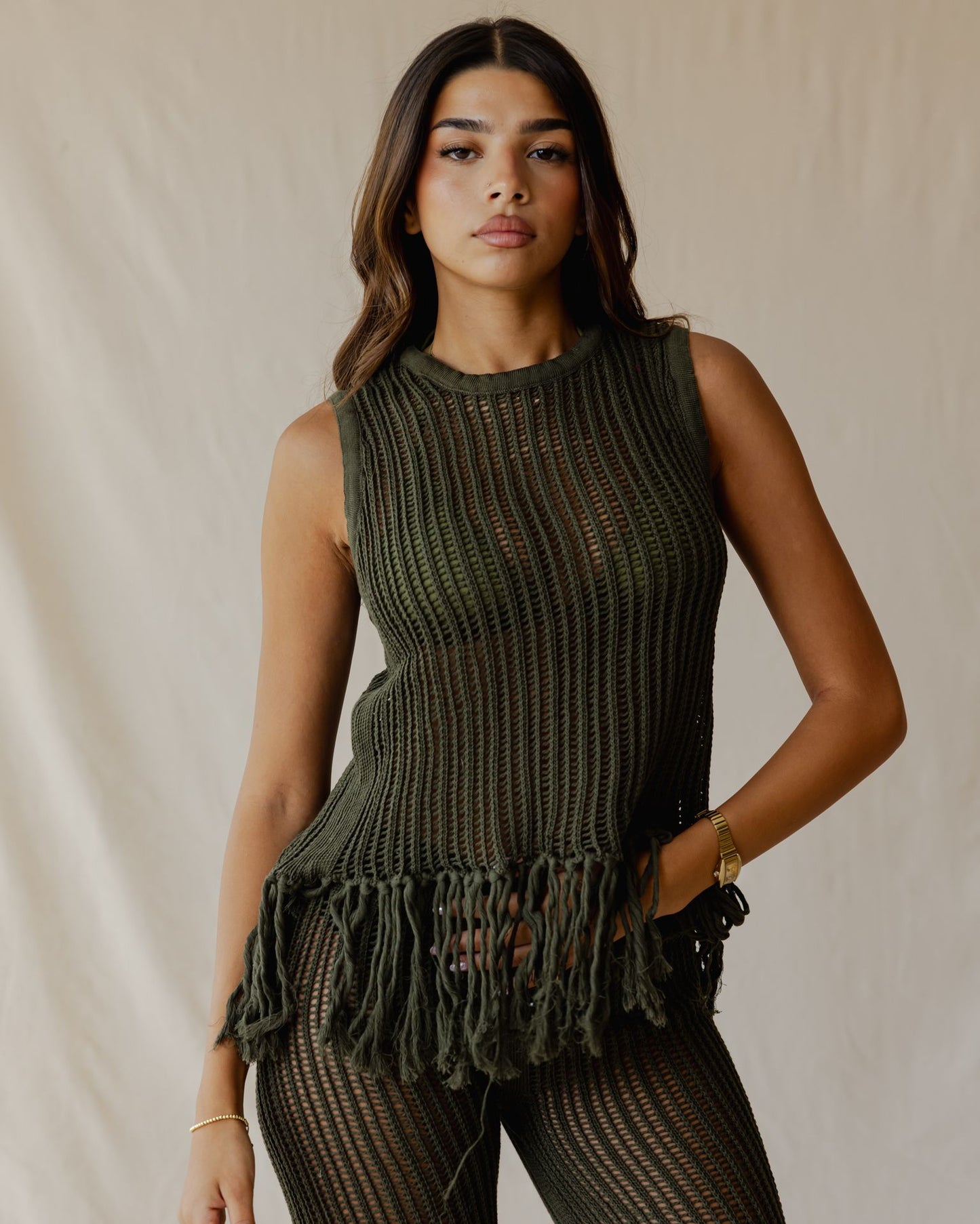 Isla Olive Knit Top