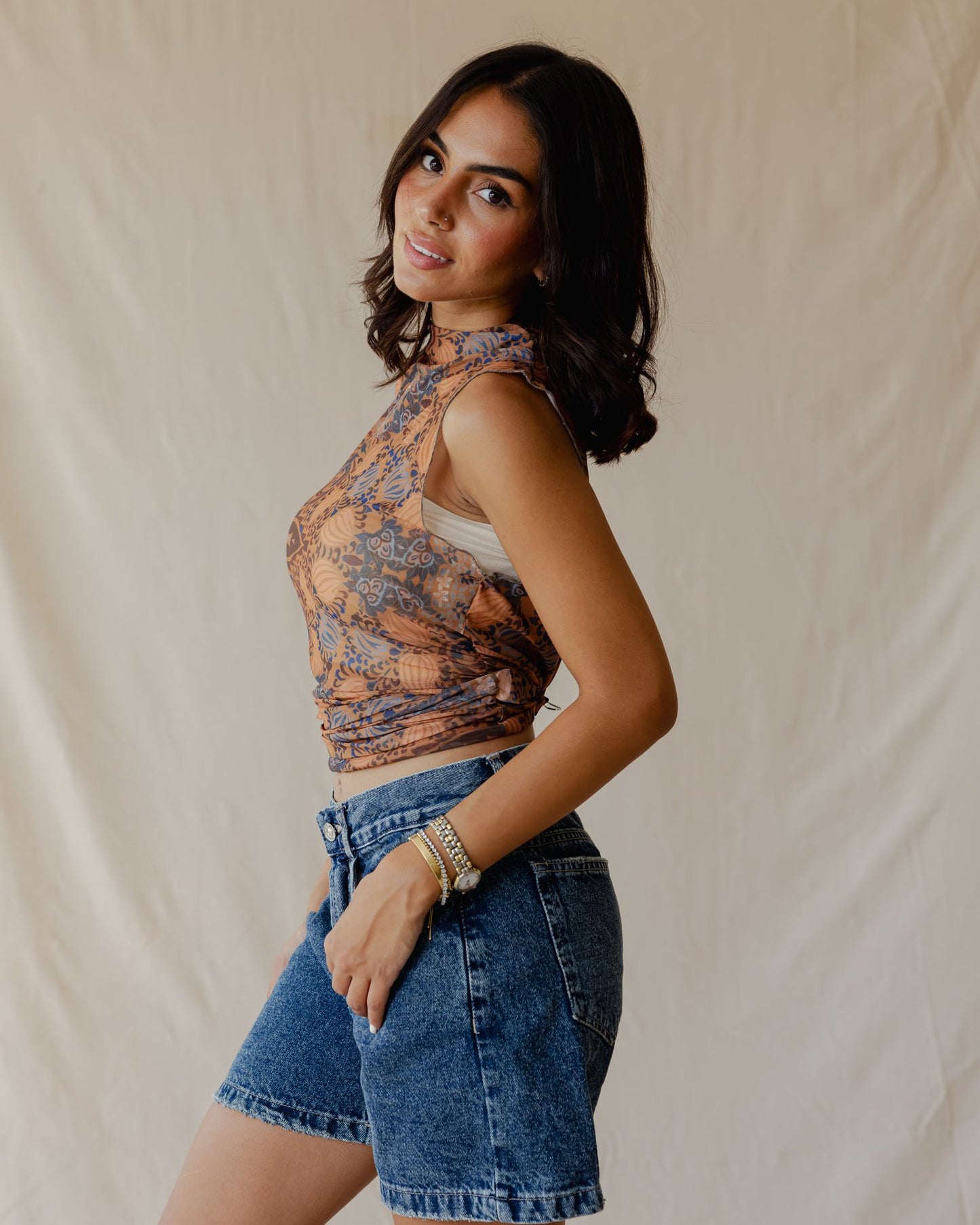 Autumn Mirage Sleeveless Mesh Top