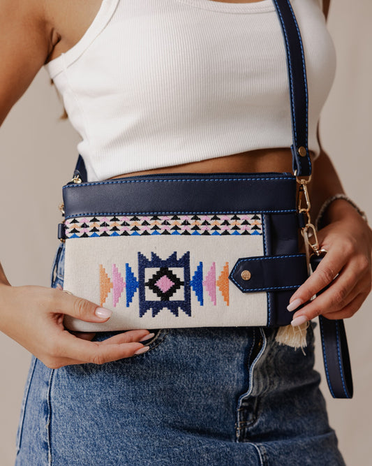 Tribal Tapestry Purse In Beige