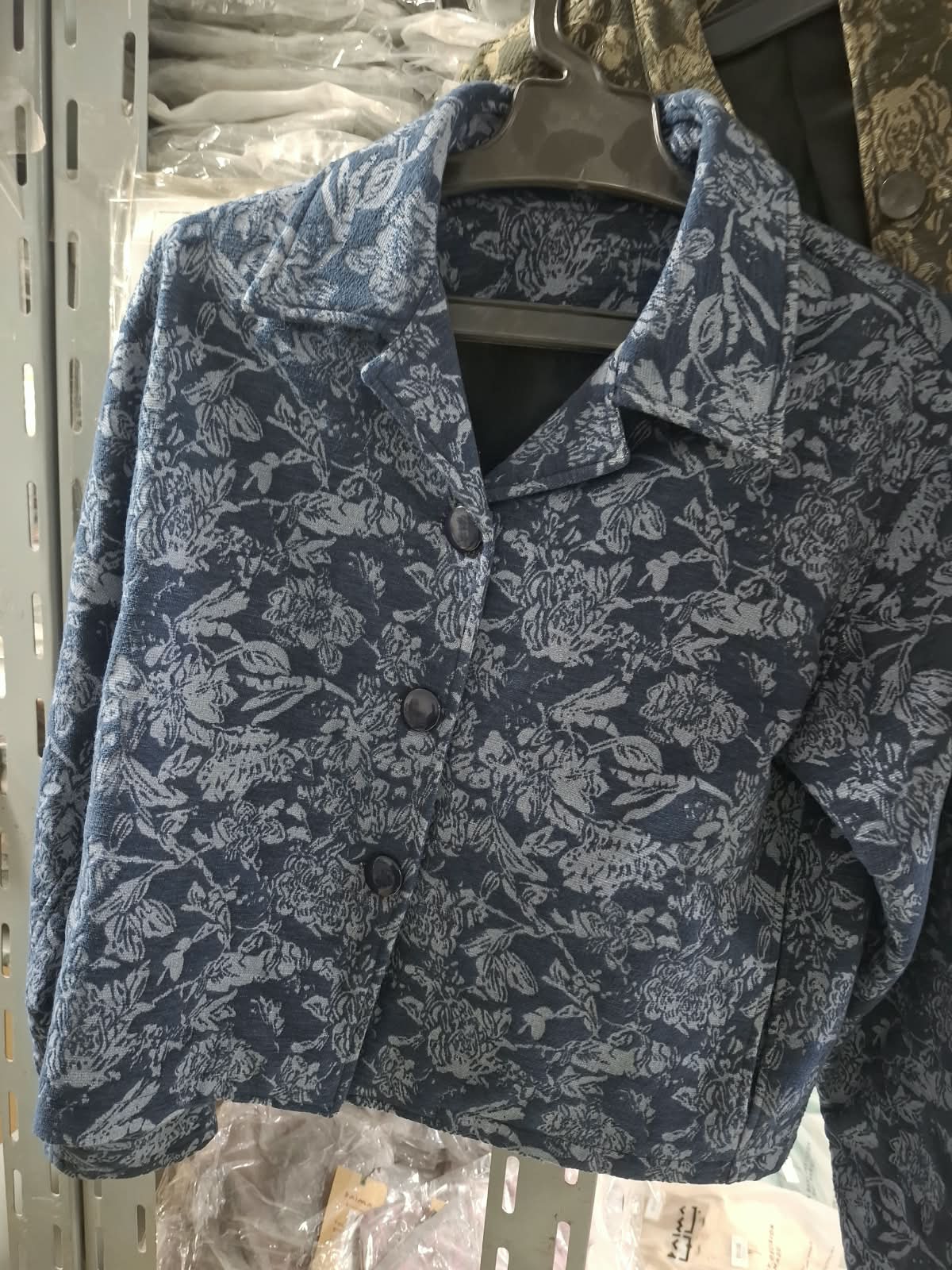 Blue Floral Jacquard Jacket