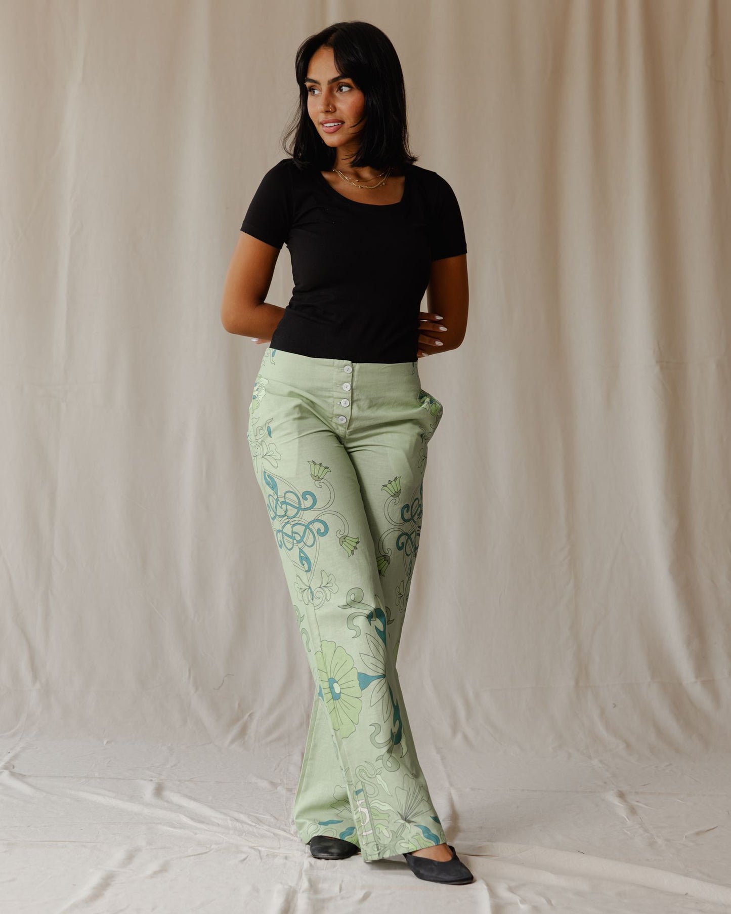 Sage Petal Muse Linen Pants