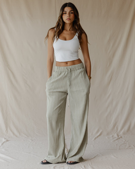 Soft Flow Cotton Pants Sage
