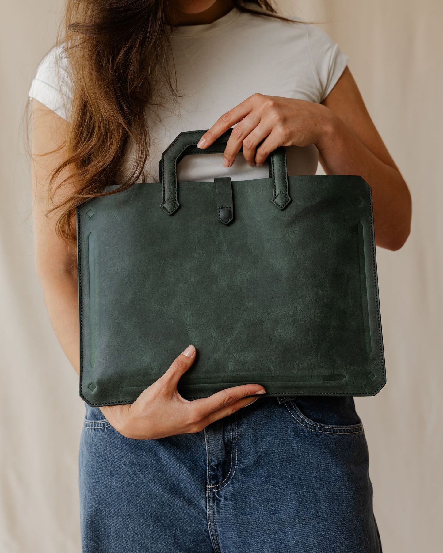 Olive Top Handle Laptop Sleeve