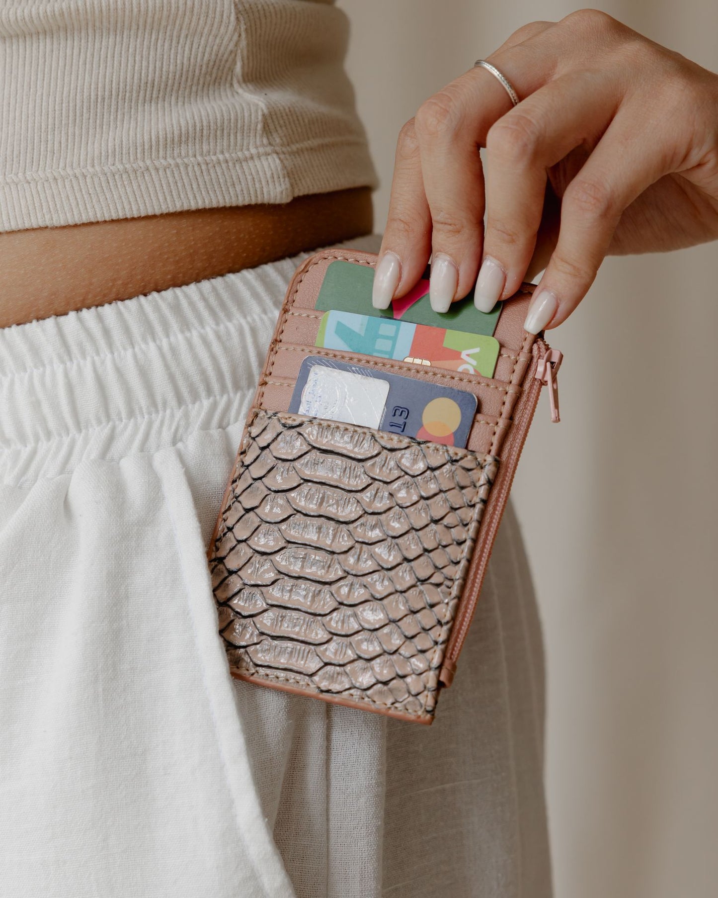 Pink SnakeSkin Card Holder