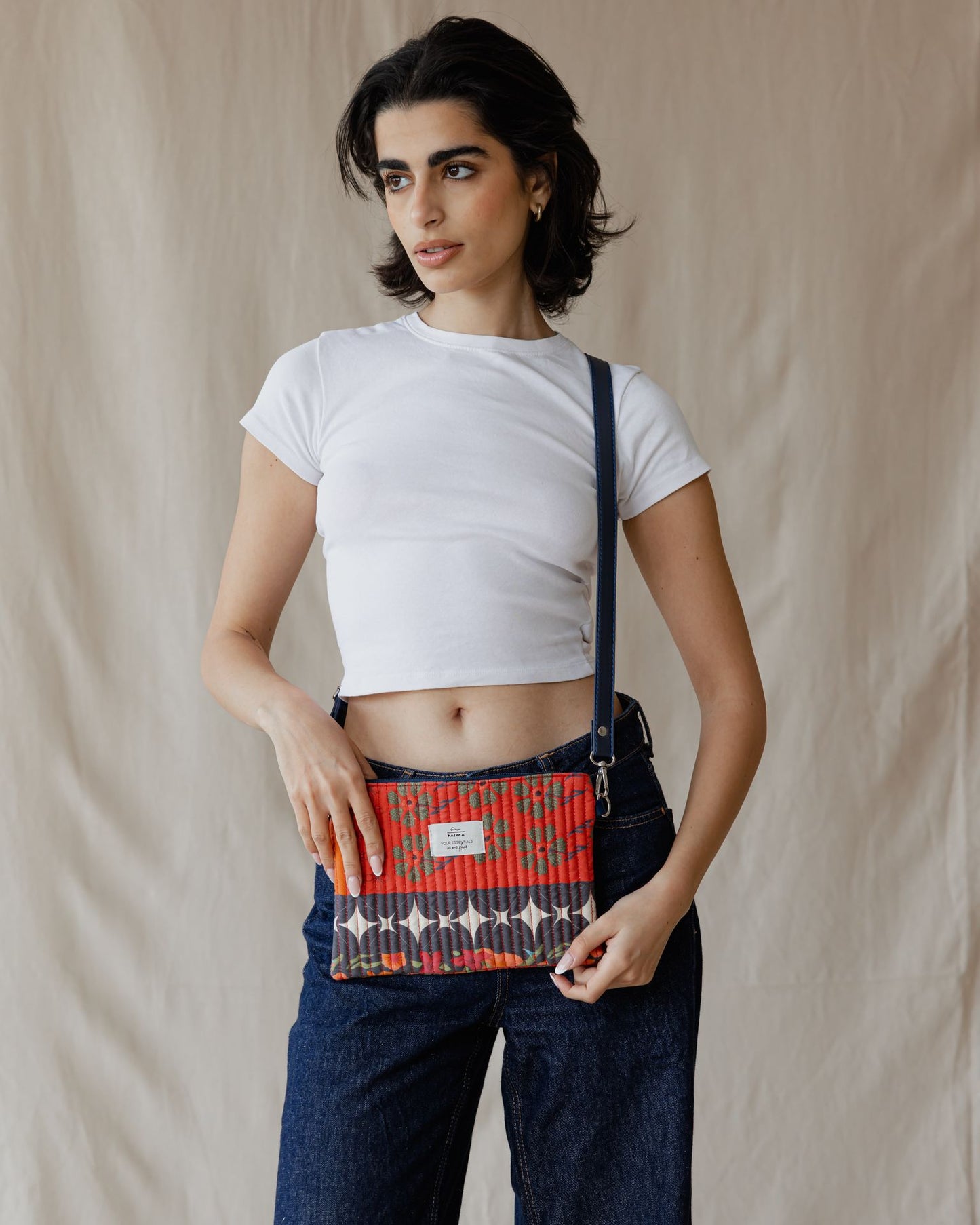 Red Blossoms Quilted Pouch