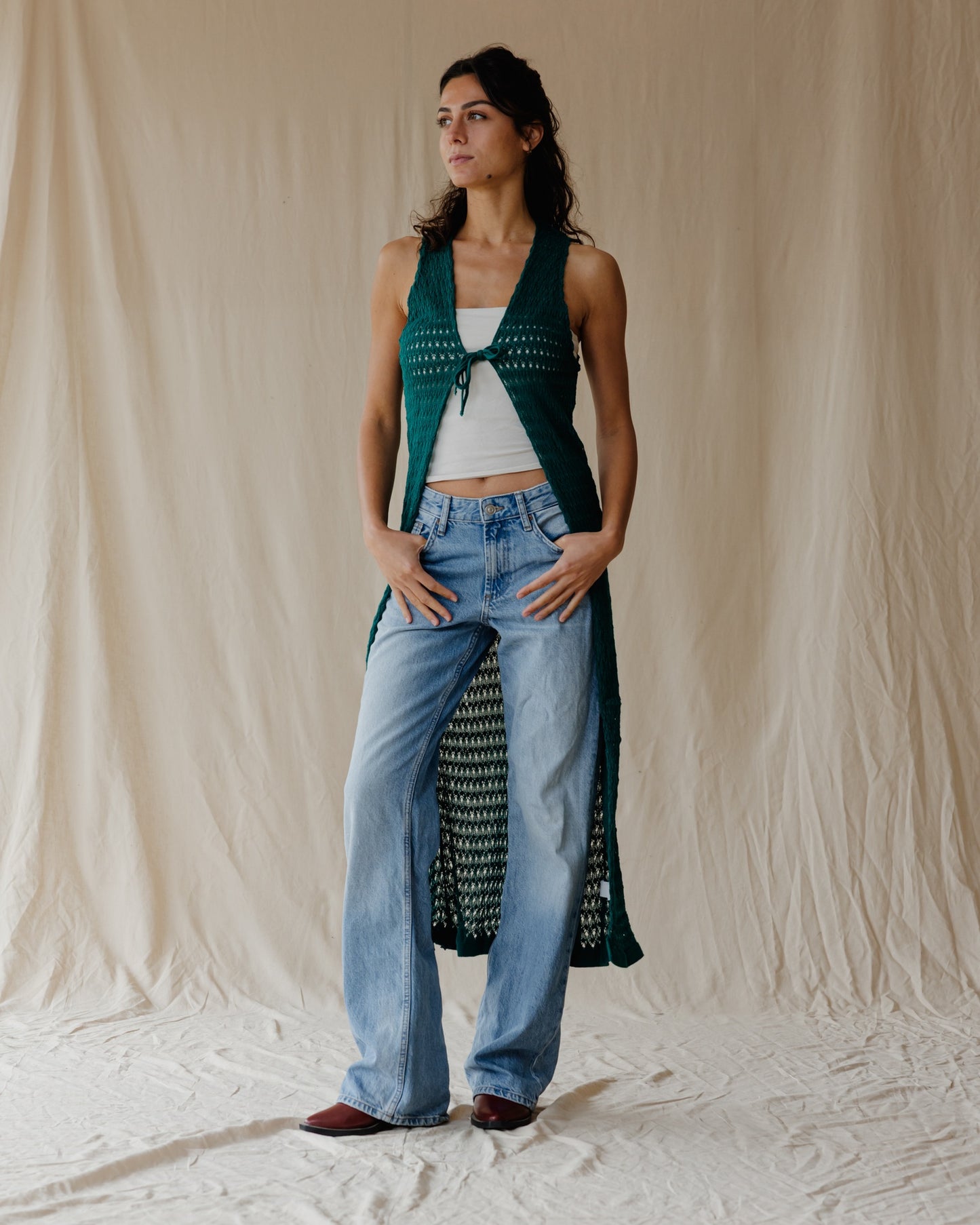 Sunset Trico Green Cardigan