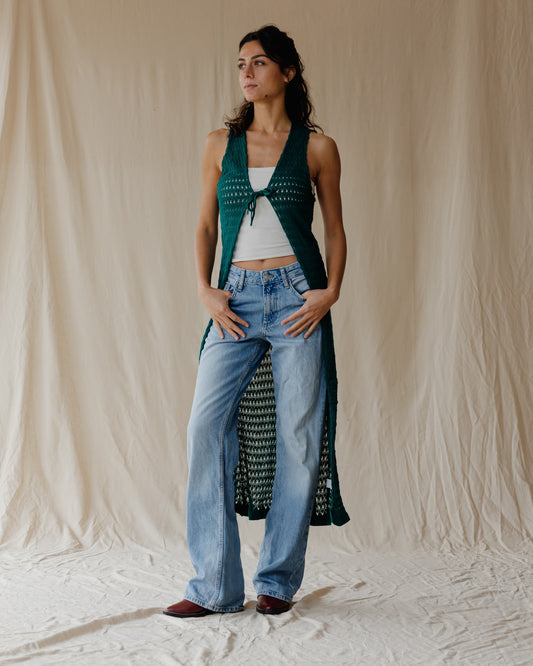 Sunset Trico Green Cardigan