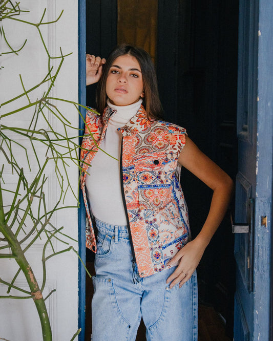 Petal Patched Quilted Vest