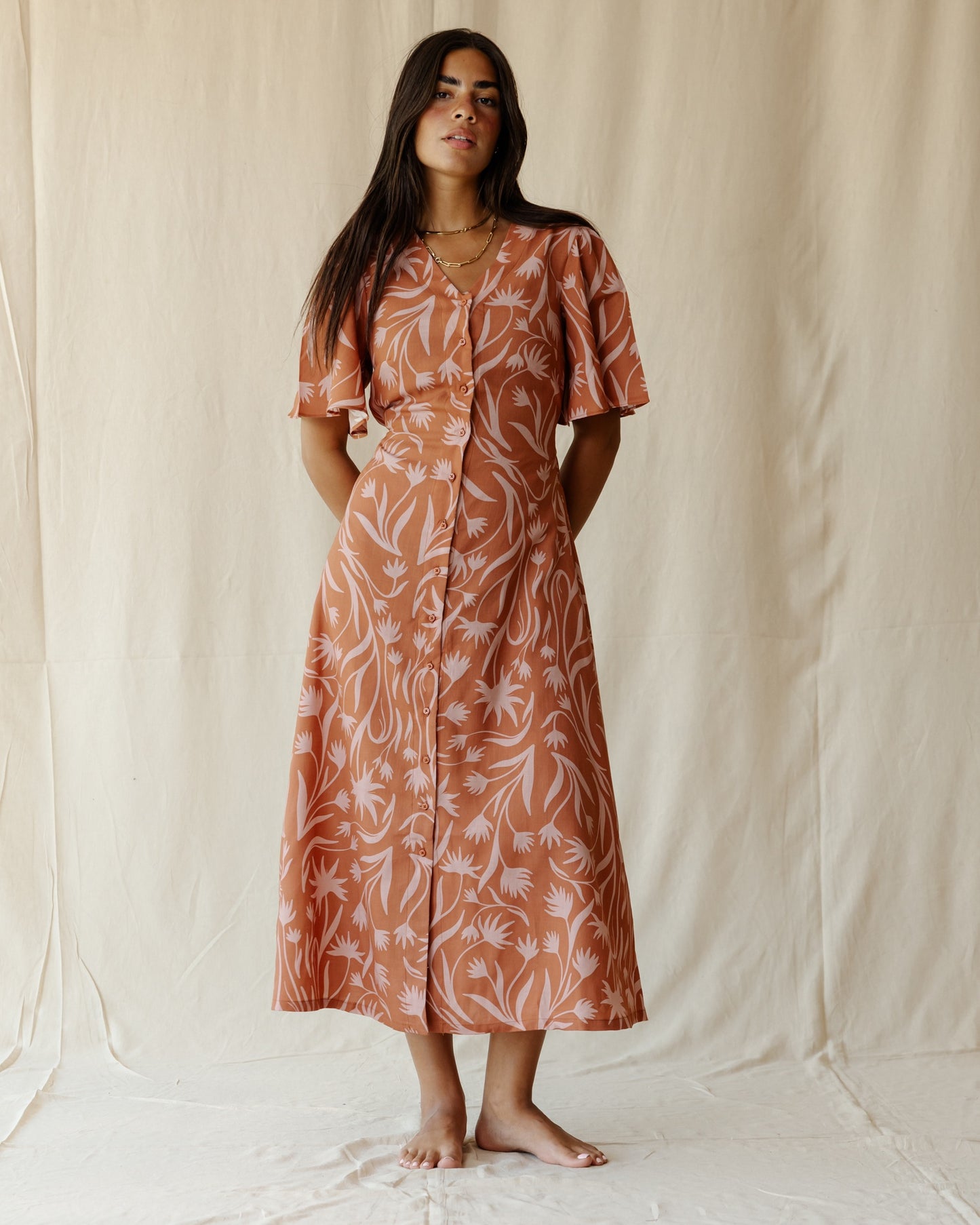 Wilderness Dress In Terracotta