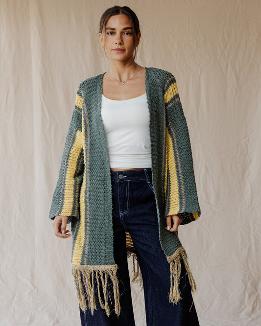 Olive Grove Fringe Cardigan