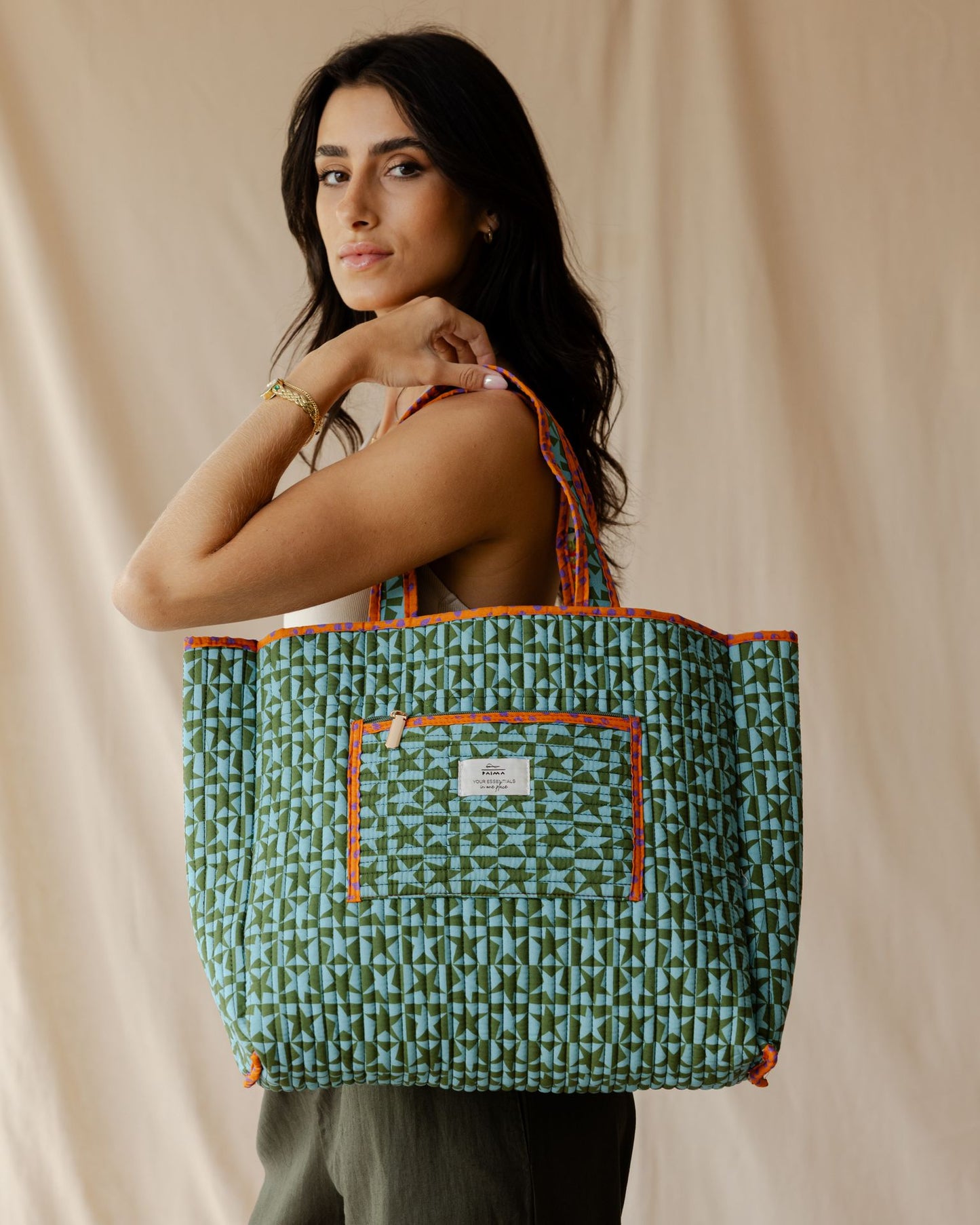 Eccentric Floral Quilted Tote Bag