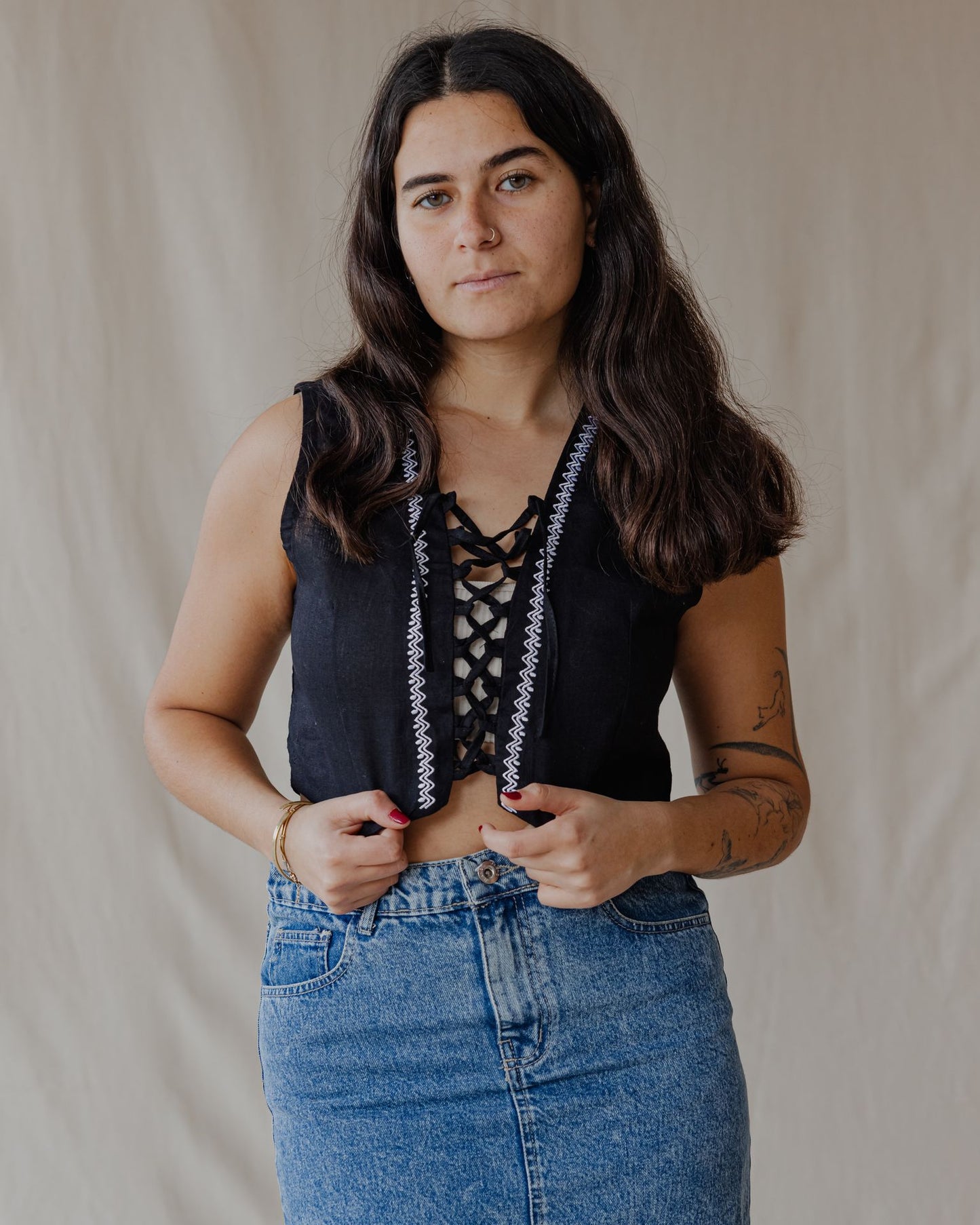 Twisted And Woven Vest Black