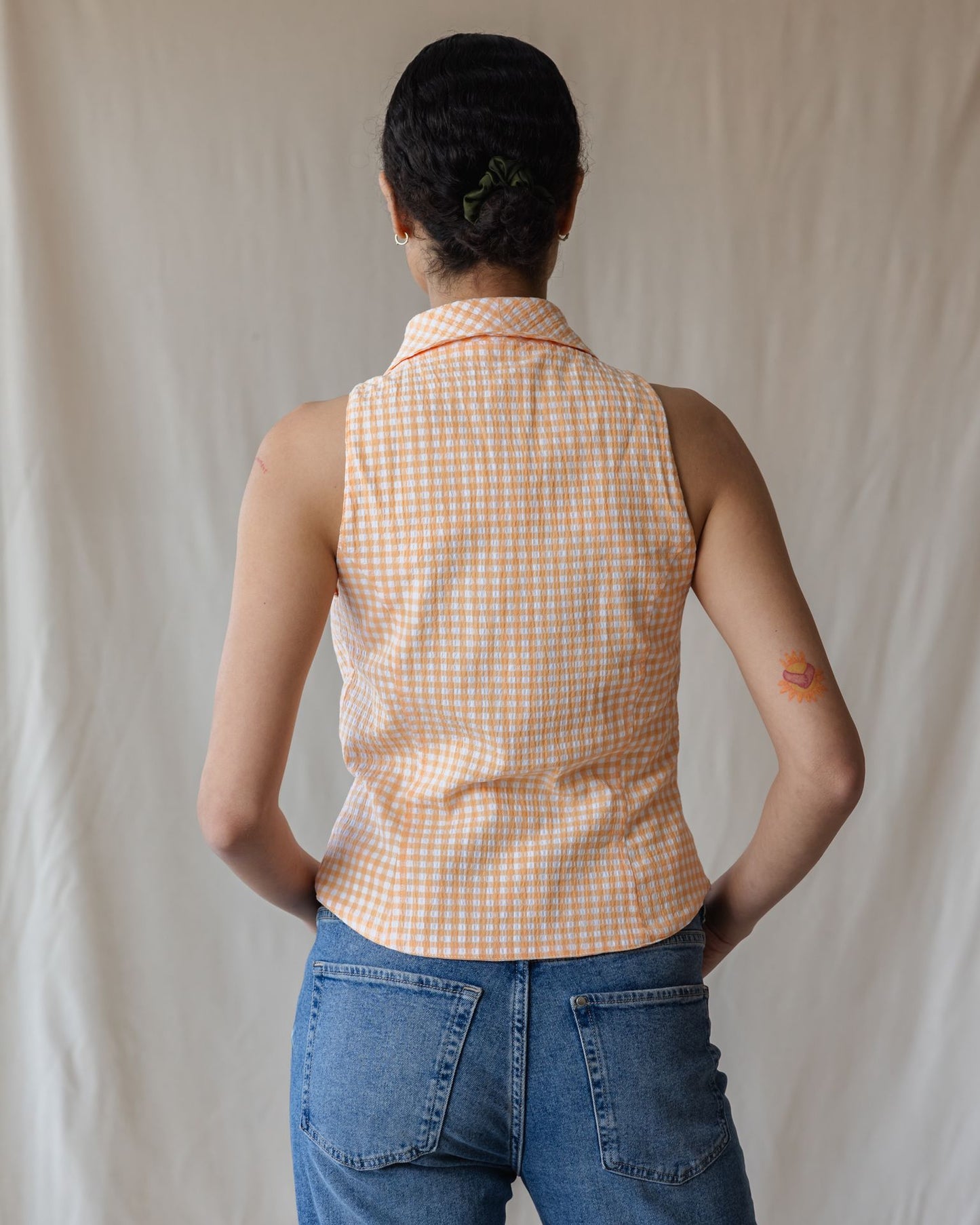 Kyoto Orange Gingham Shirt