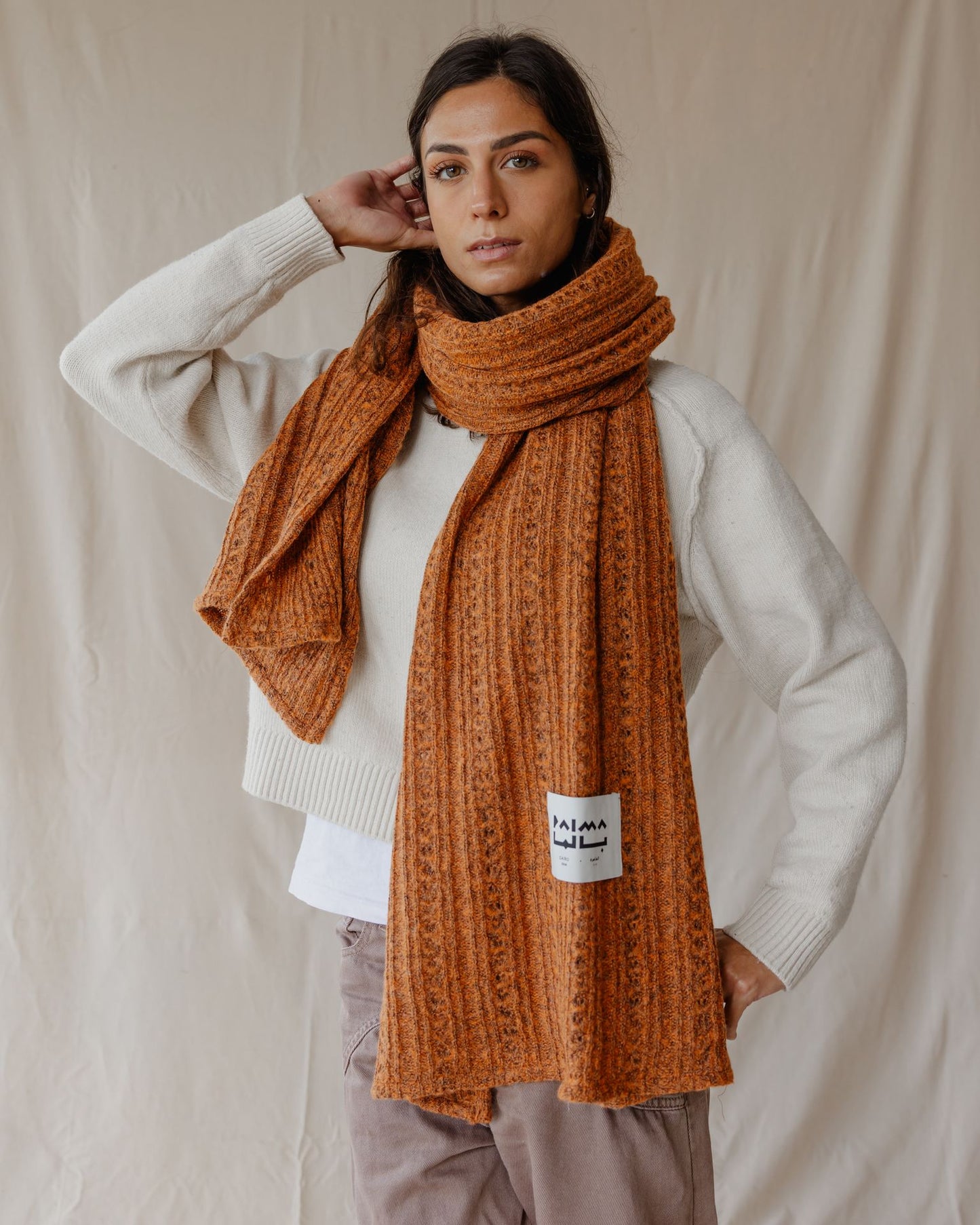 The Textured Burnt Orange Scarf