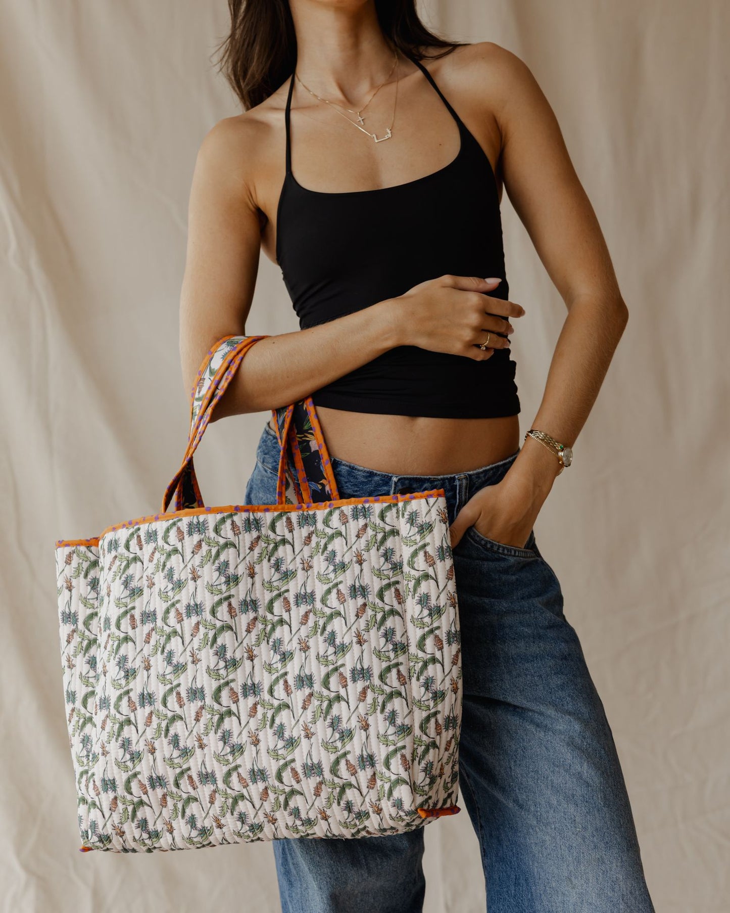 Exotic Bird Quilted Tote Bag