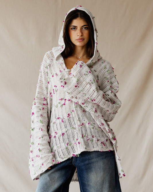 Cream Speckle Tricot Hoodie