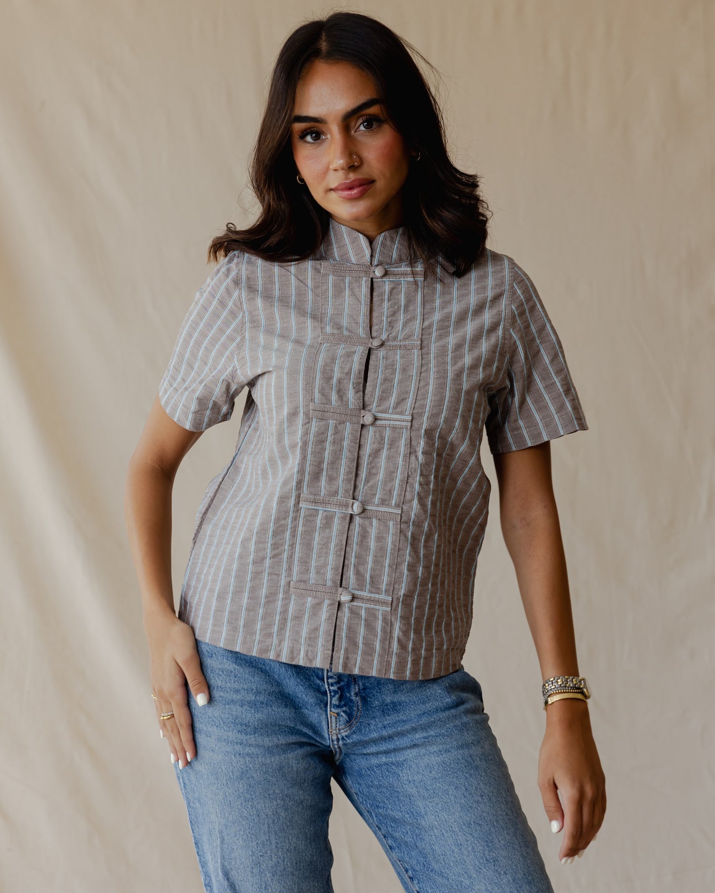 Gingham Meadow Shirt In Brown
