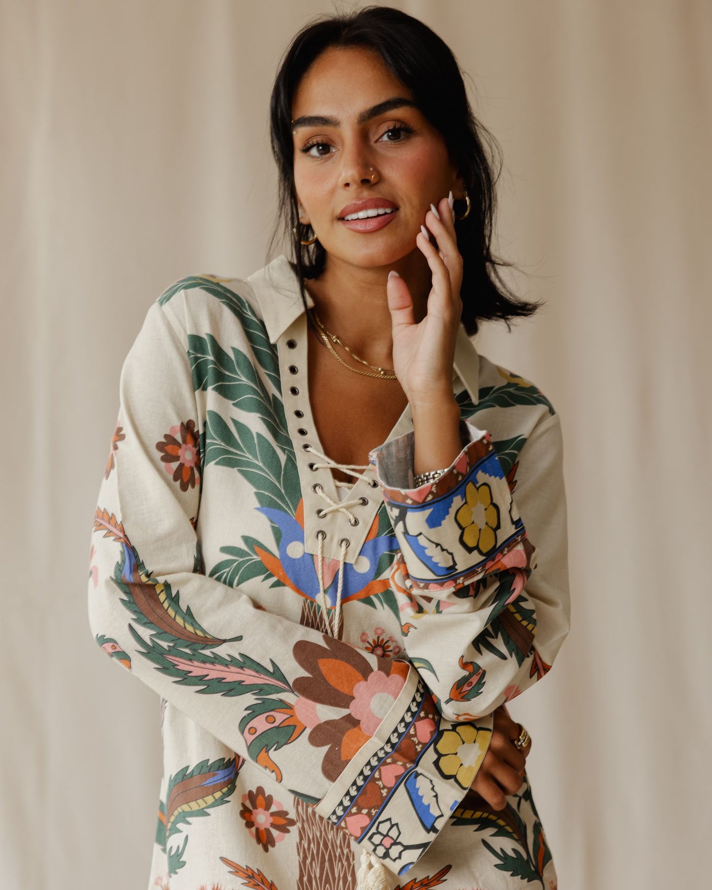 Tamara Palm Beige Dress