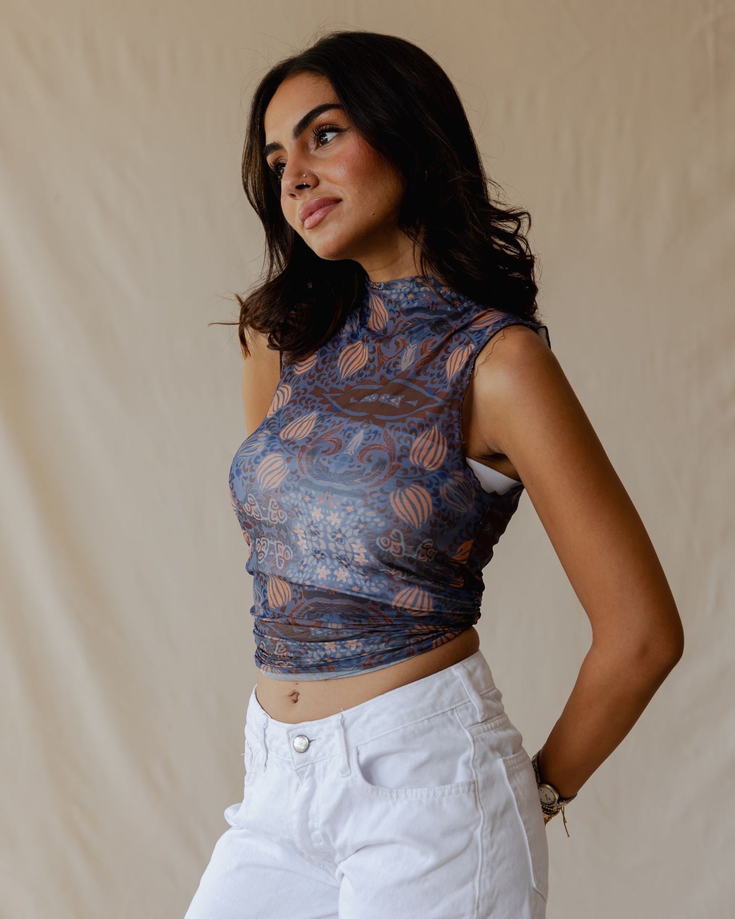 Eclipse Garden Sleeveless Mesh Top