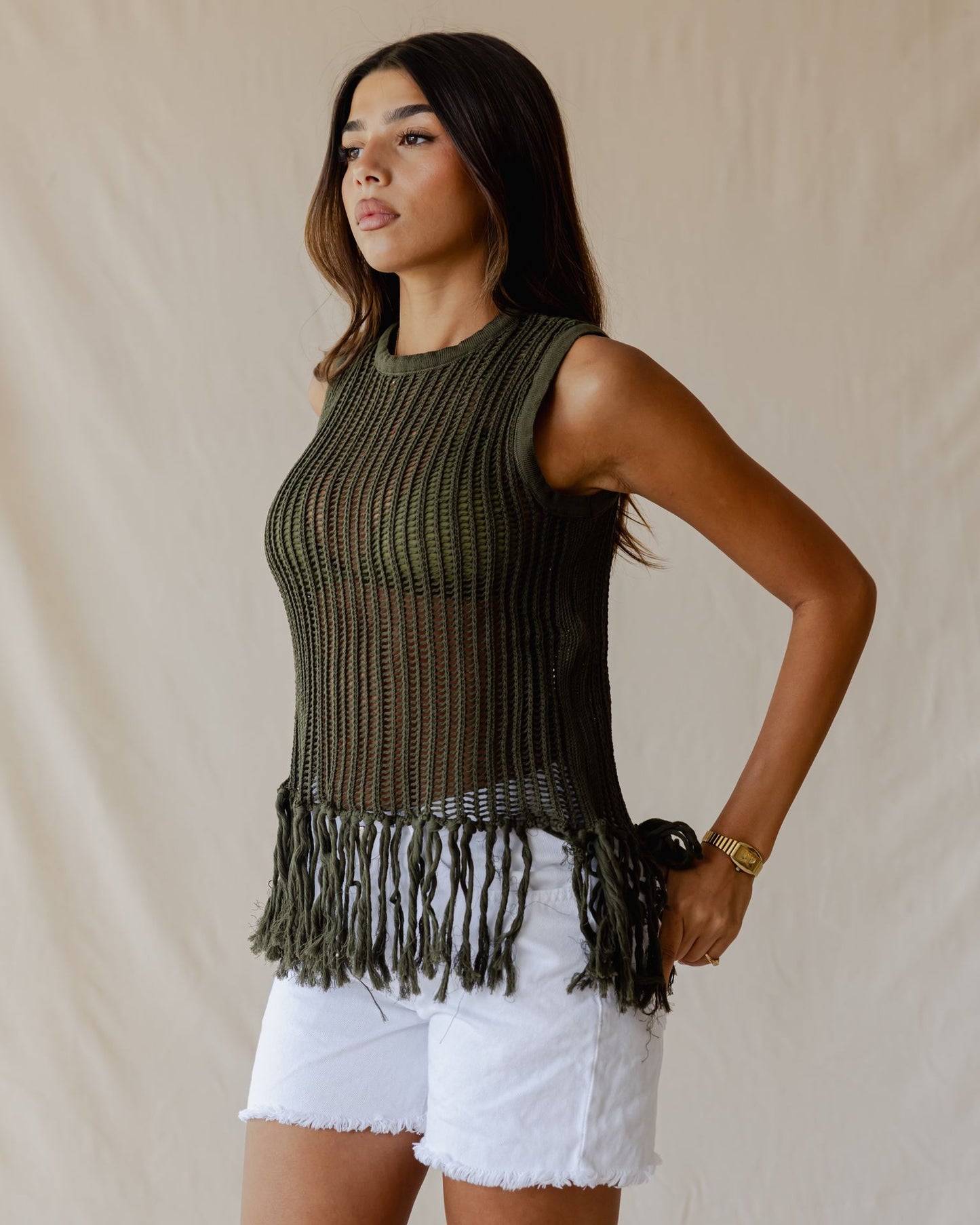Isla Olive Knit Top