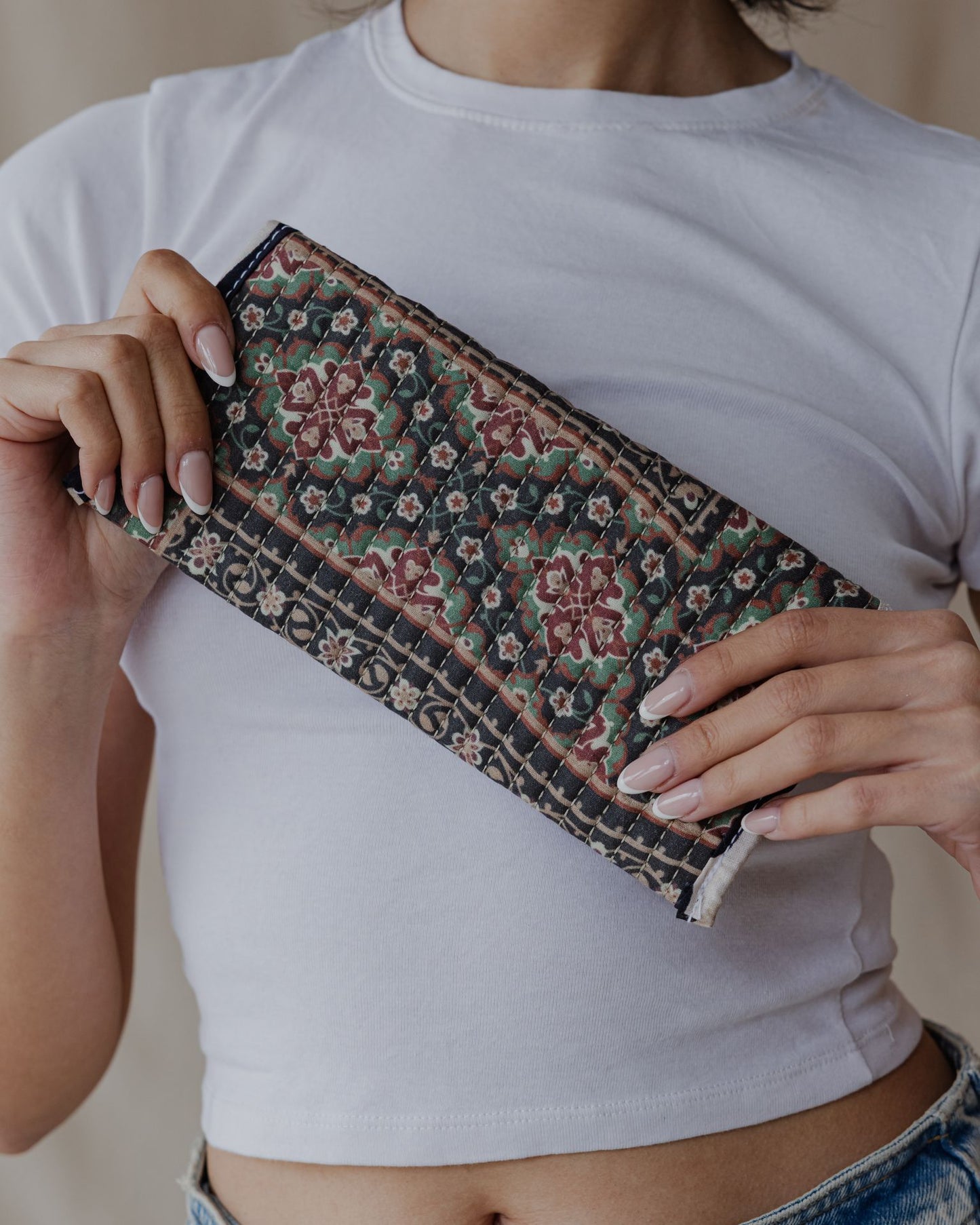 Oriental Patchwork Scrap Pouch Brown