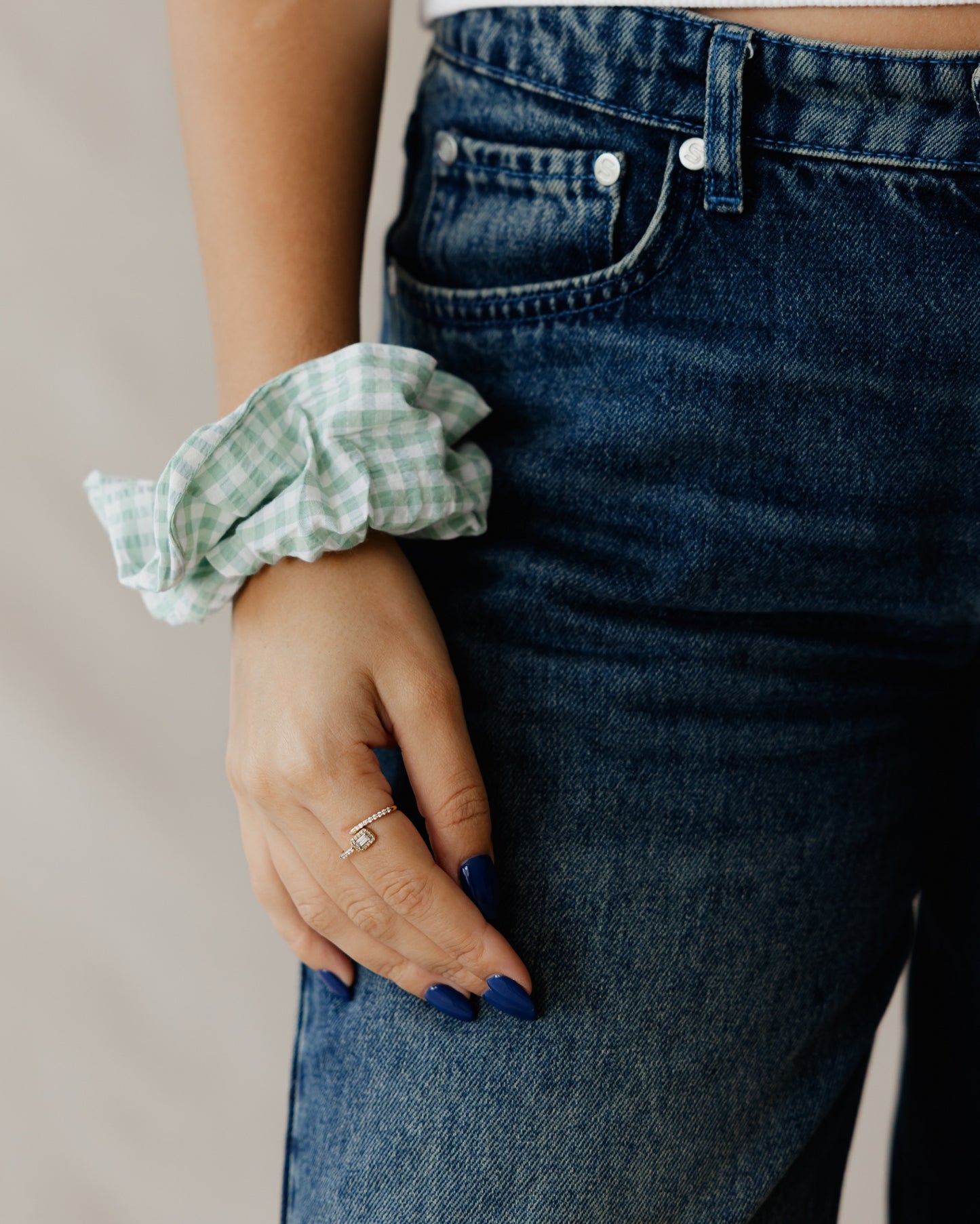 Pastel Picnic Green Scrunchie