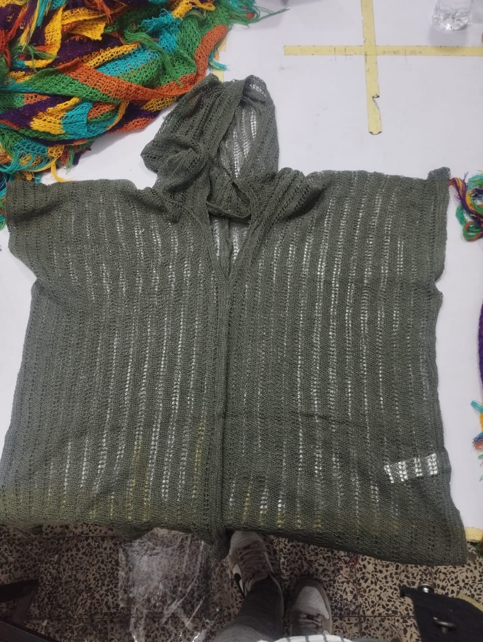 Summer Knit Poncho Olive