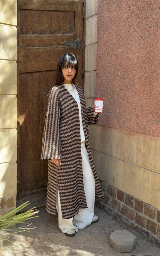 Cocoa Stripe Flow Cardigan