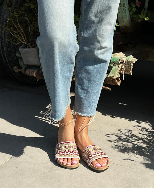 Gaia Slides Mint And Purple