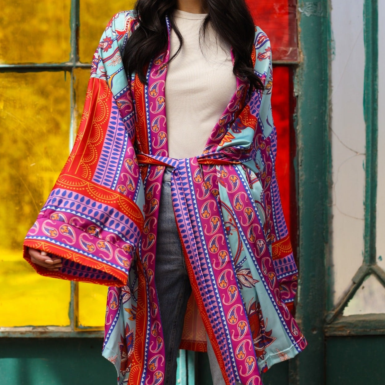 Pinnata Kimono In Sky Blue