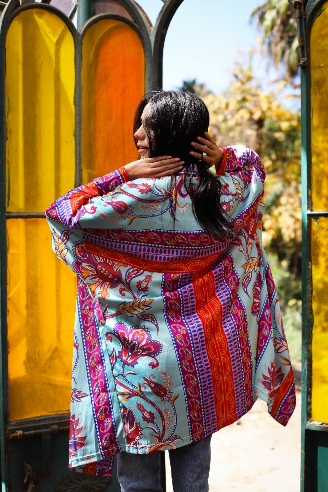 Pinnata Kimono In Sky Blue