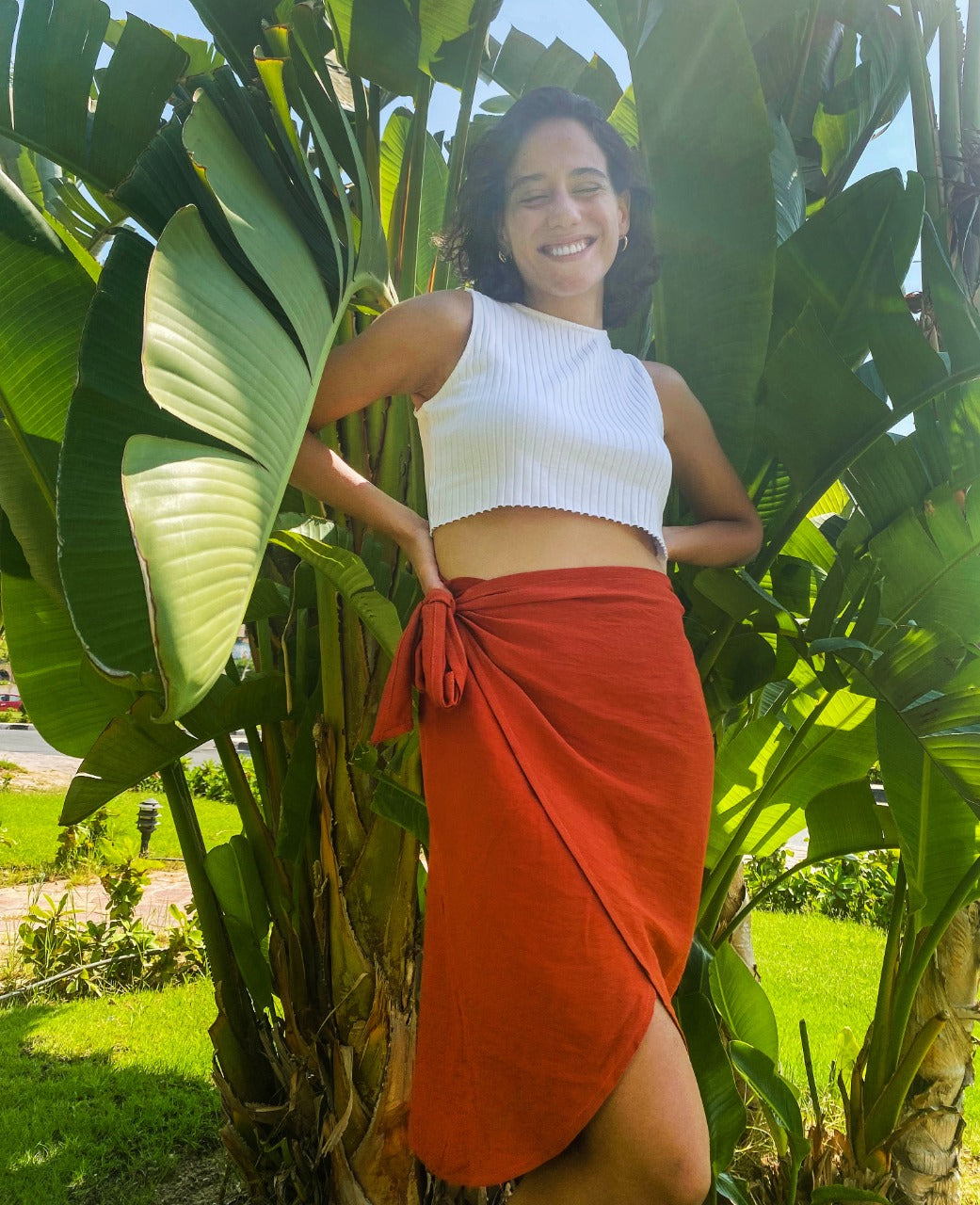 Short Wrap Skirt Brick