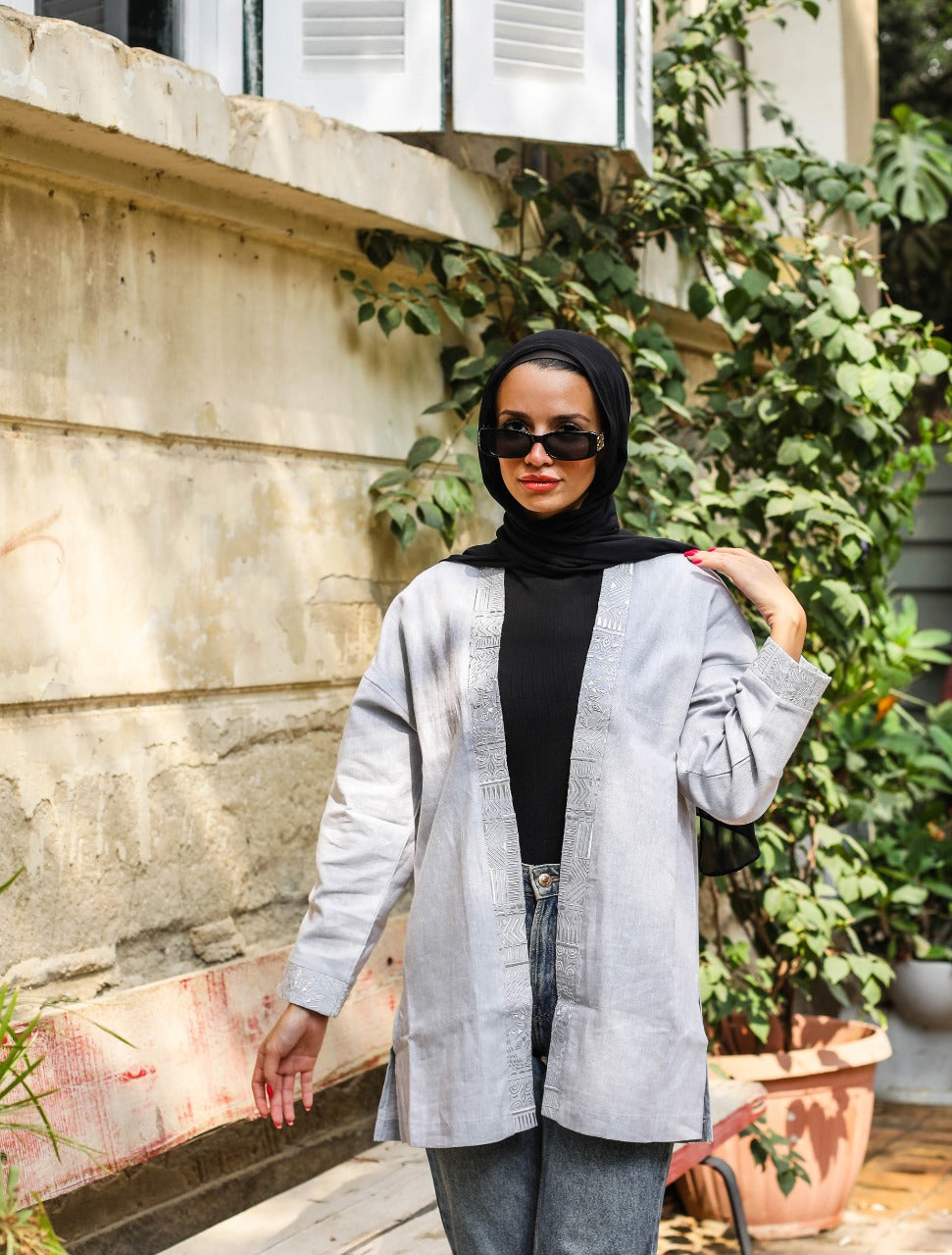 Adinkra Kimono Grey