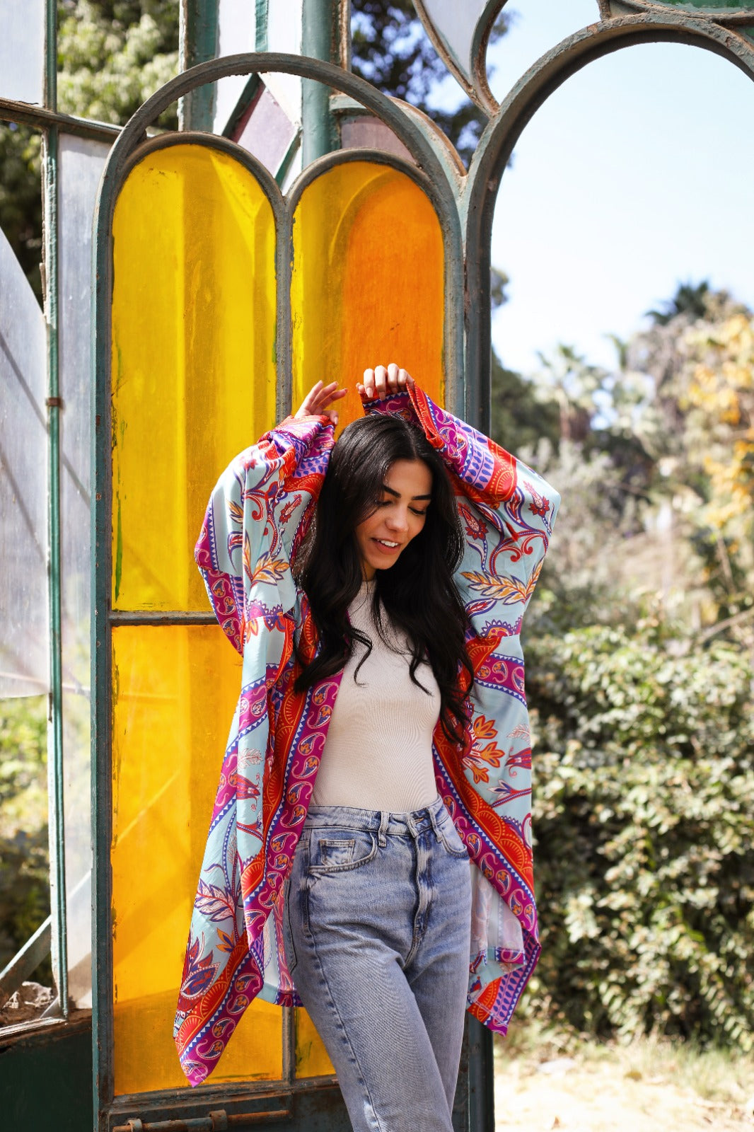 Pinnata Kimono In Sky Blue