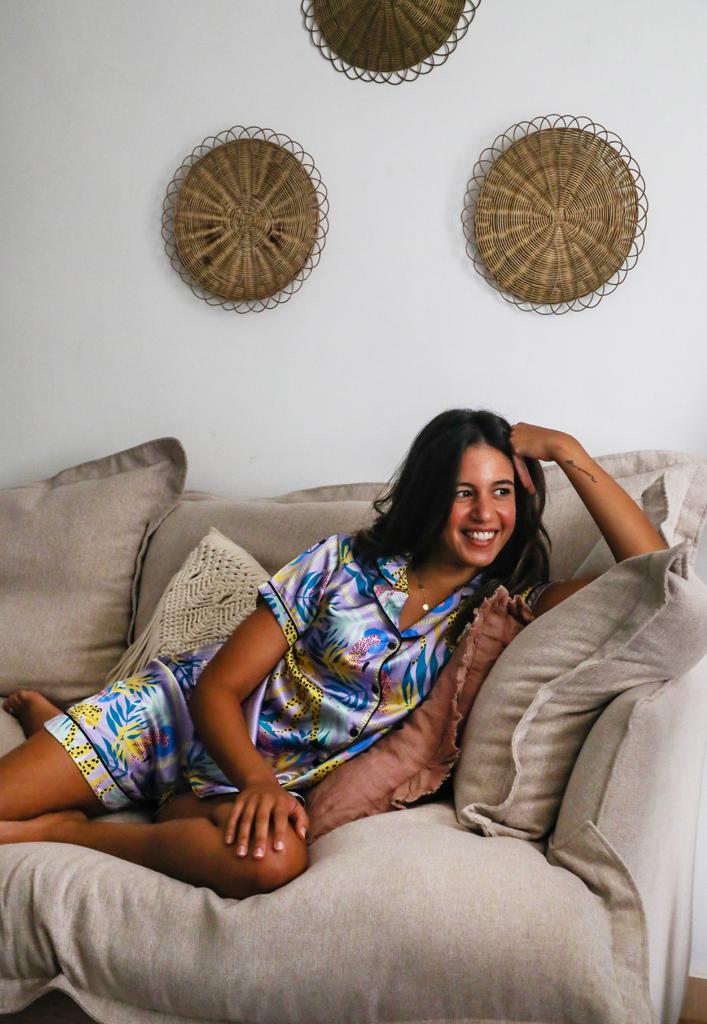 Eccentric Cheetah Satin PJ Lavender