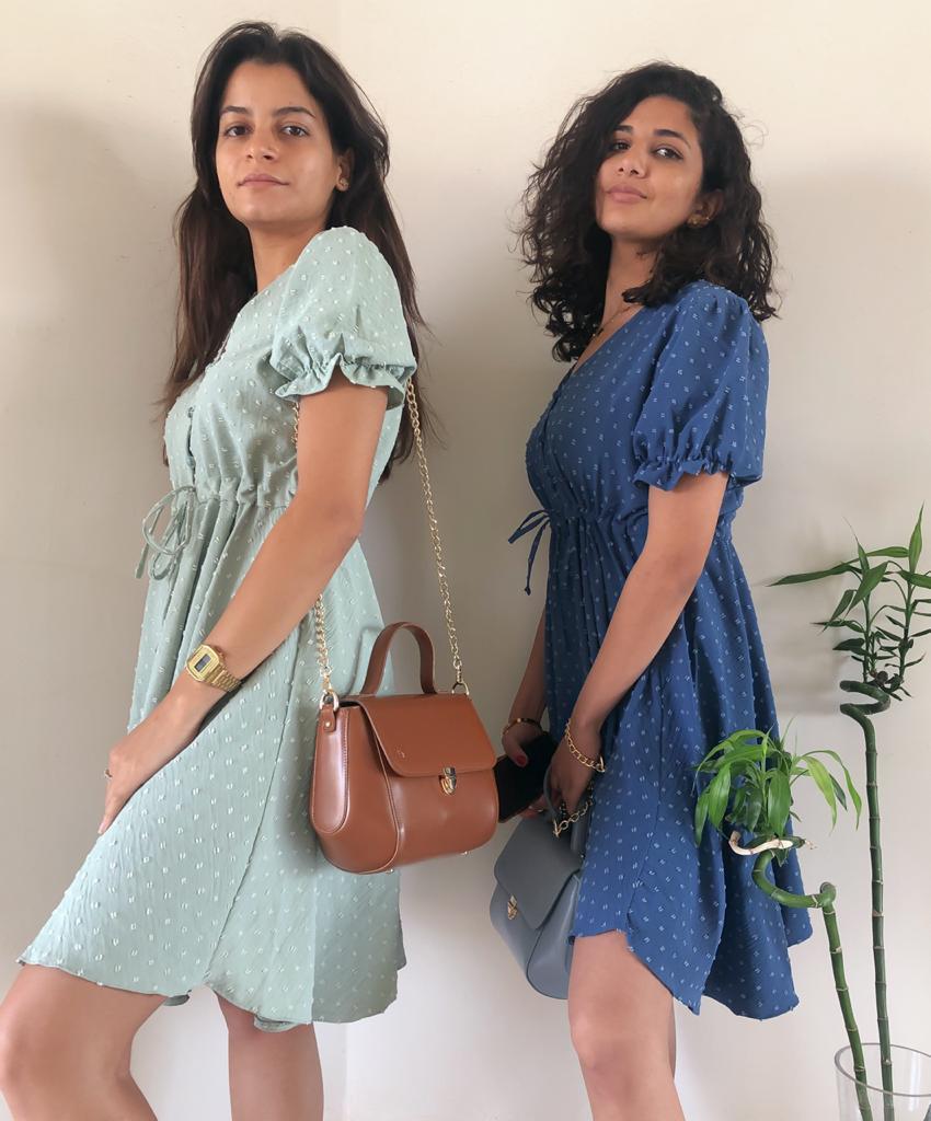 Puff Sleeve Mini Dress Mint
