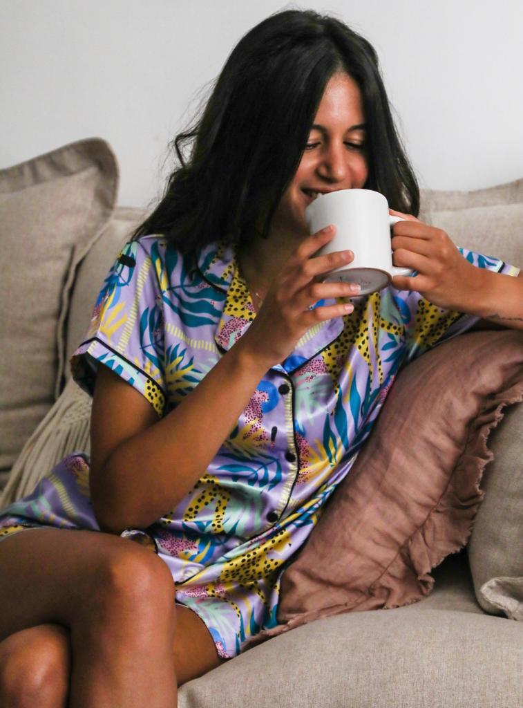 Eccentric Cheetah Satin PJ Lavender