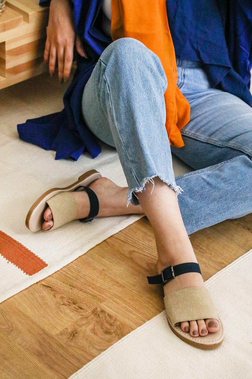 Double Strap Beige X Navy
