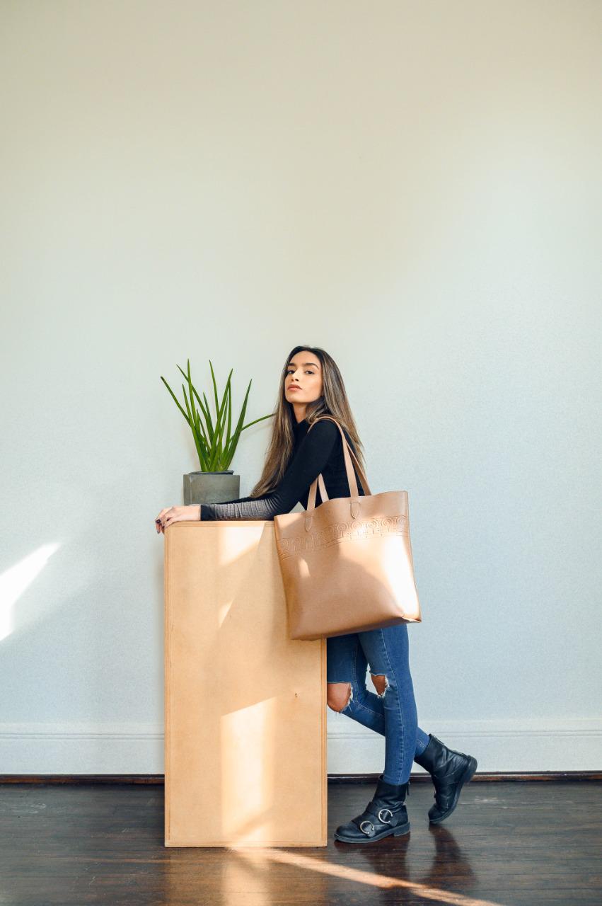 Leather Tote Clan Cafe