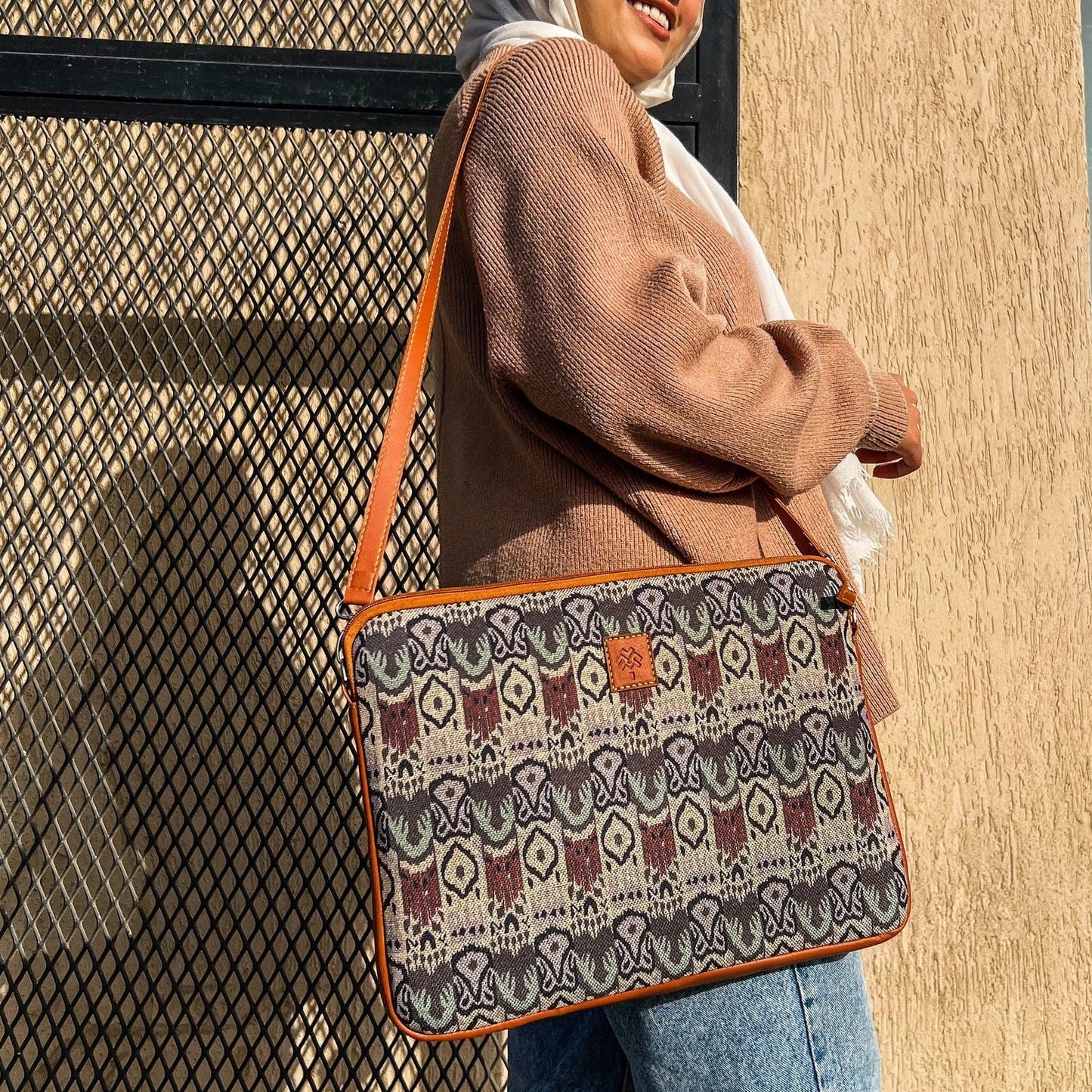 Faux Knit Laptop Sleeve Brown And Pistachio