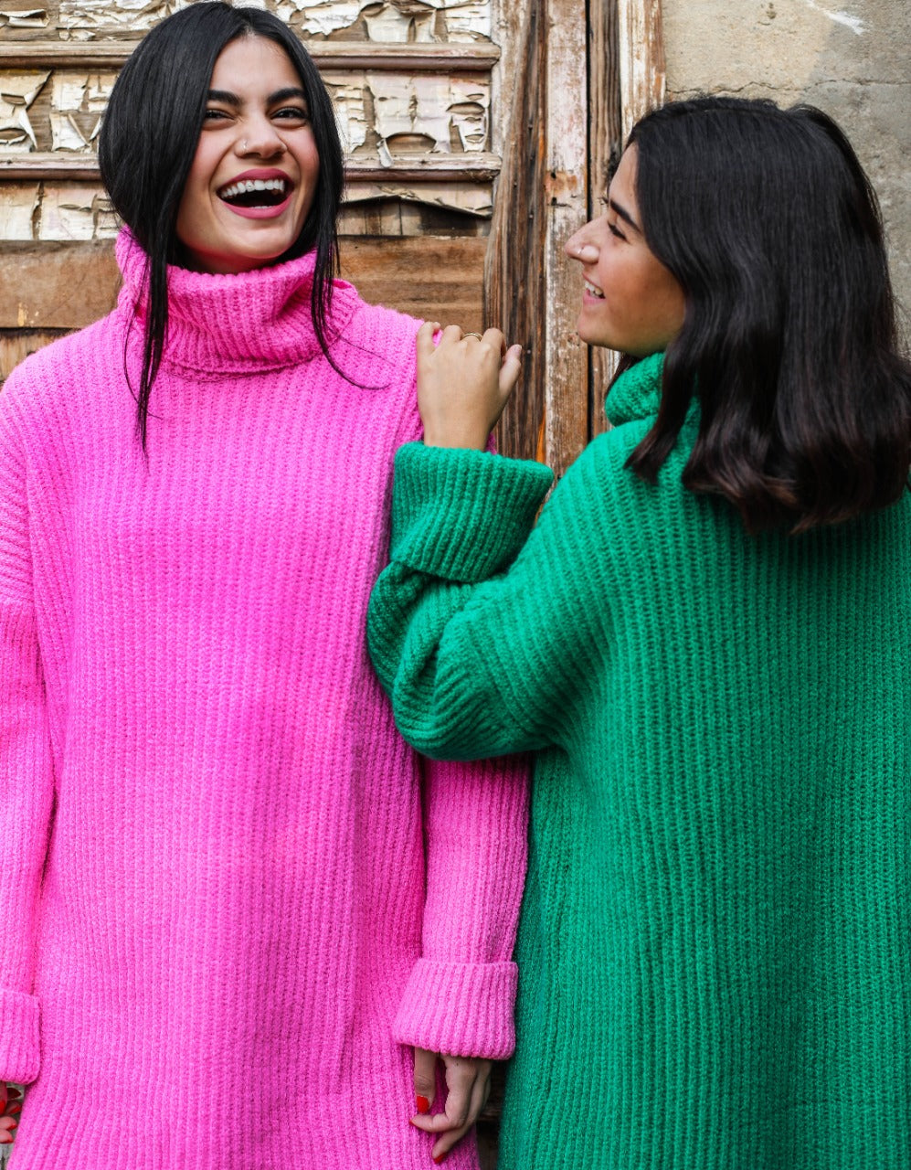 Oversized High Neck Pullover Pink