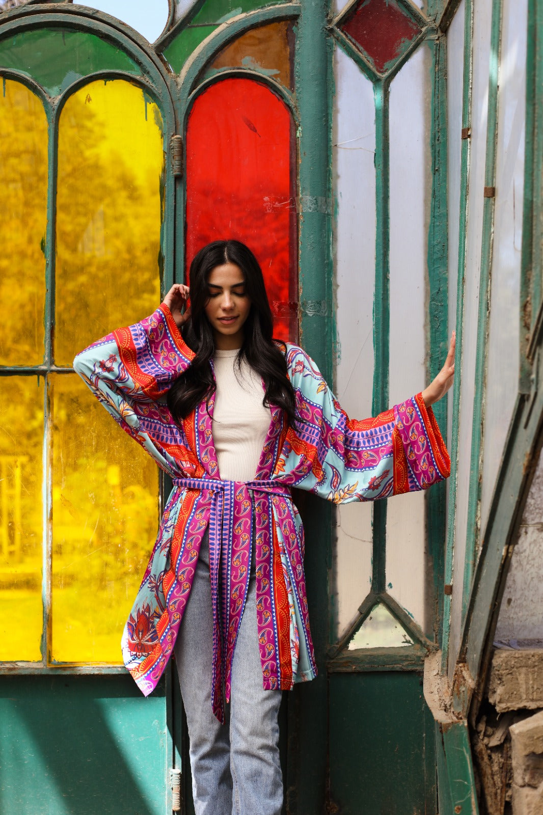 Pinnata Kimono In Sky Blue
